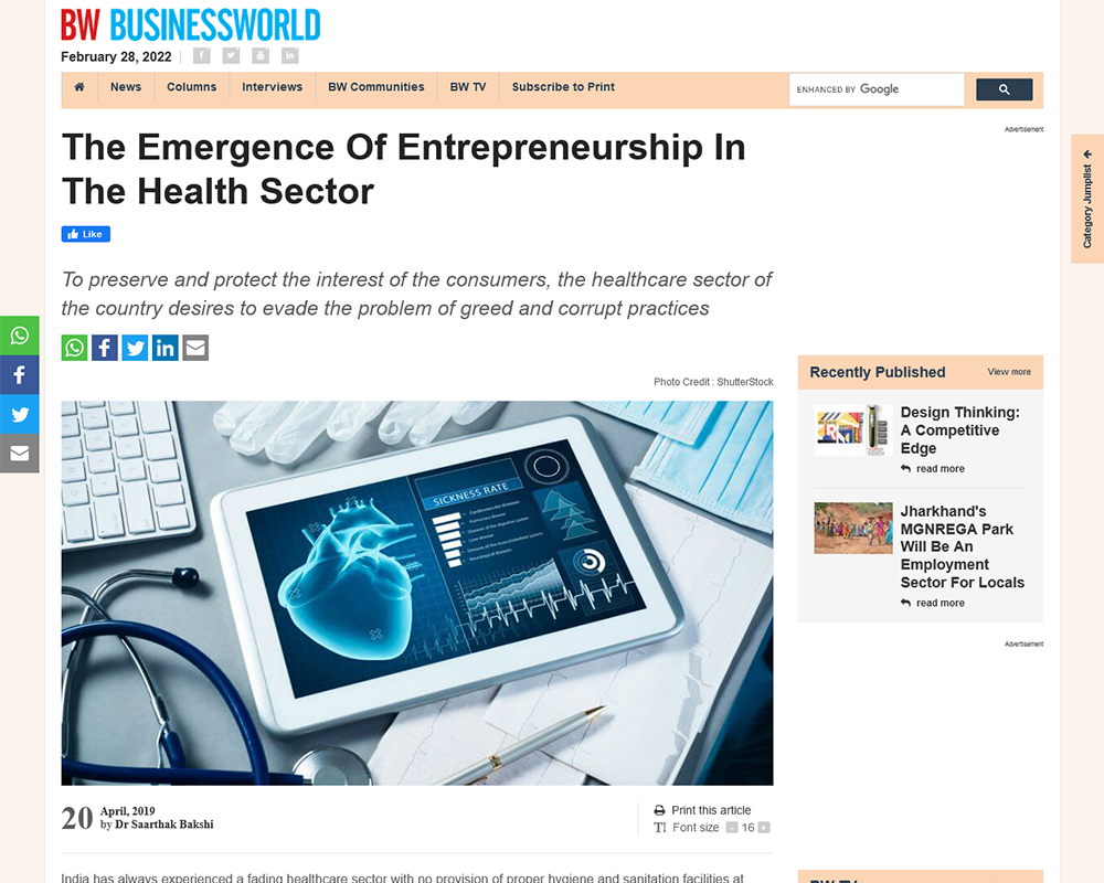 The Emergence Of Entrepreneurship In The Health Sector