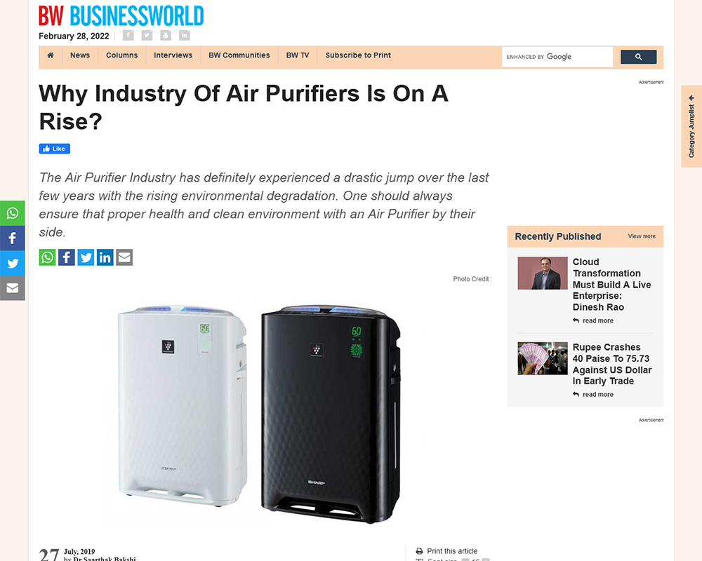 Why Industry of Air Purifiers is on a Rise