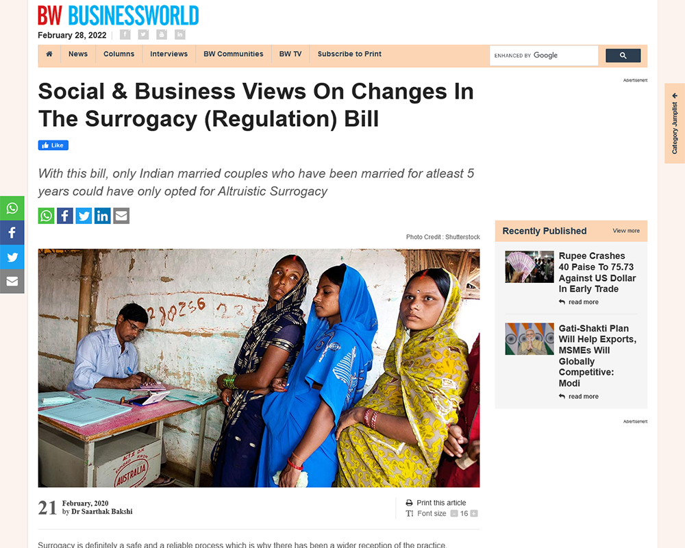 Social Business Views On Changes In the Surrogacy (Regulation) Bill
